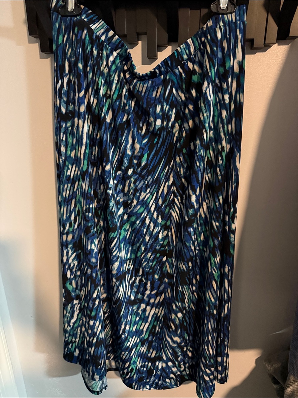 Chico's Blue, Green & White Abstract Print Maxi Skirt